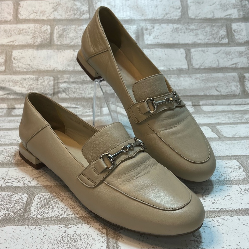 Stefano Bone Leather Heeled Horse Bit Loafers Women’s Shoe Sz. 41 / 10.5 - Picture 1 of 8
